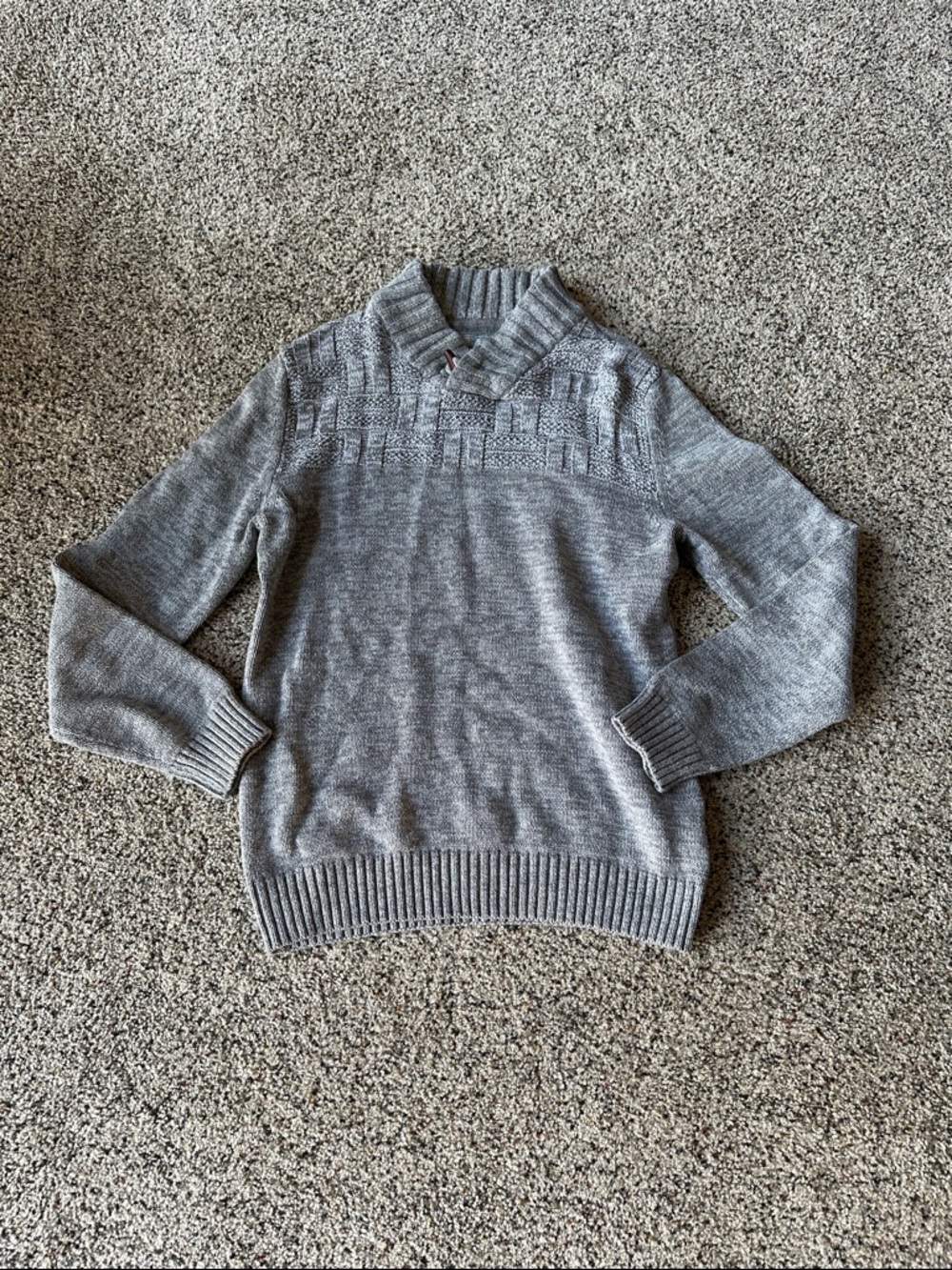 Men's Gray Shawl Collar Knit Sweater